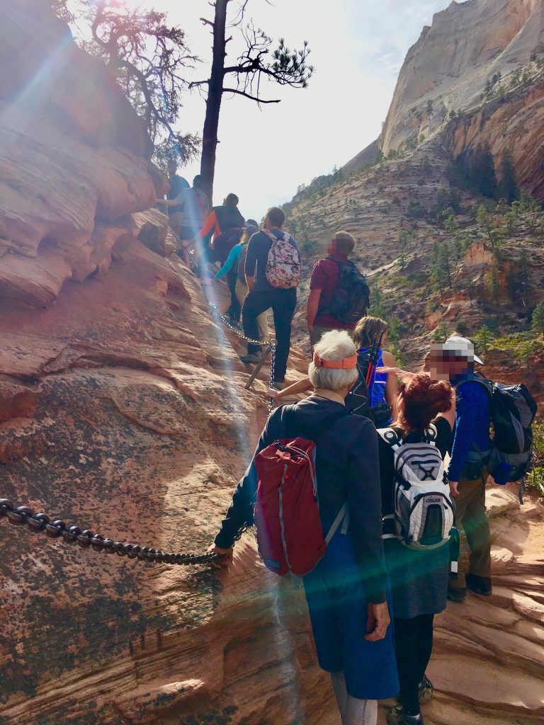 Hiking Etiquette - Crowds on Angels Landing Trail at Zion National Park